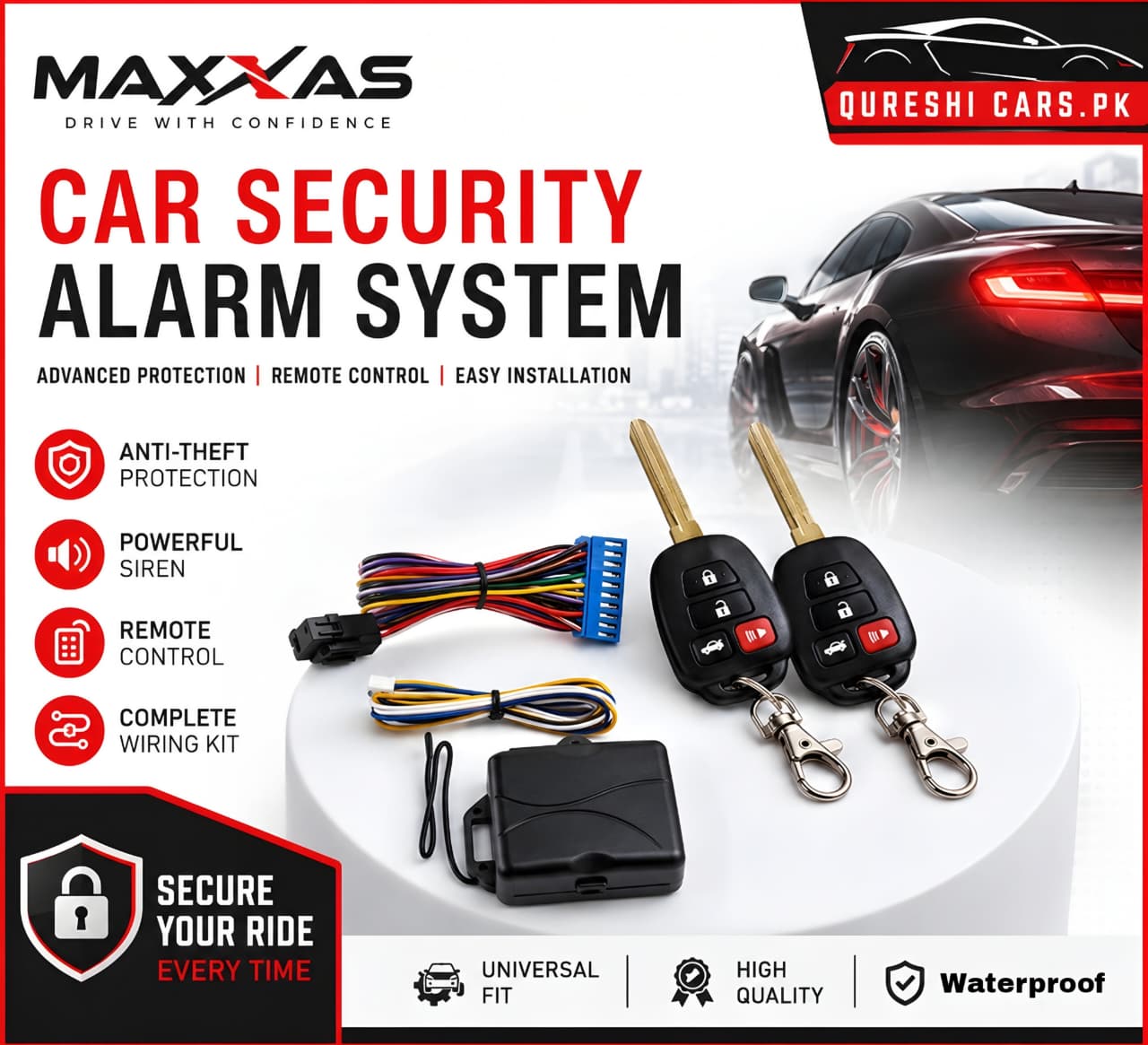 Maxxas Car Alarm Security - Half Kit - Universal Fit
