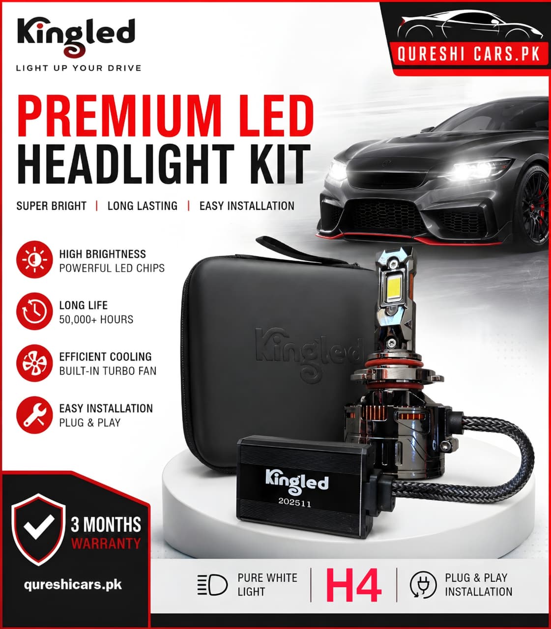 King Led Lights - Pakistan's No1 Led Light - Super Bright - H4