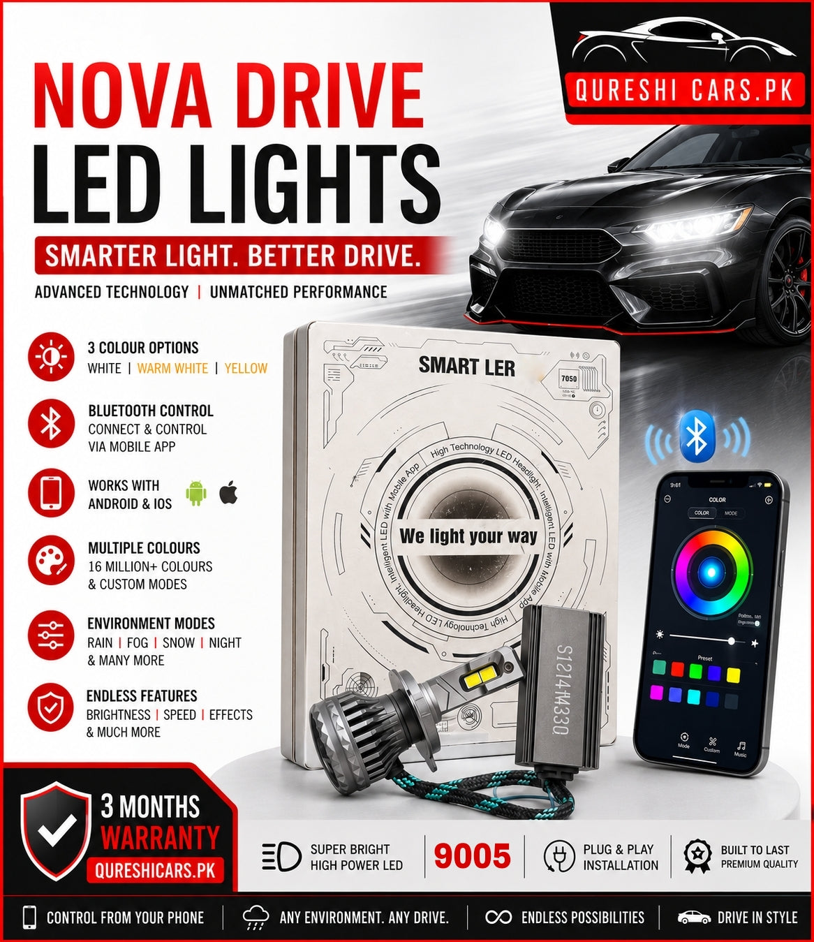 Nova Drive Led Lights - Mobile Operate - Multiple Function - 9005