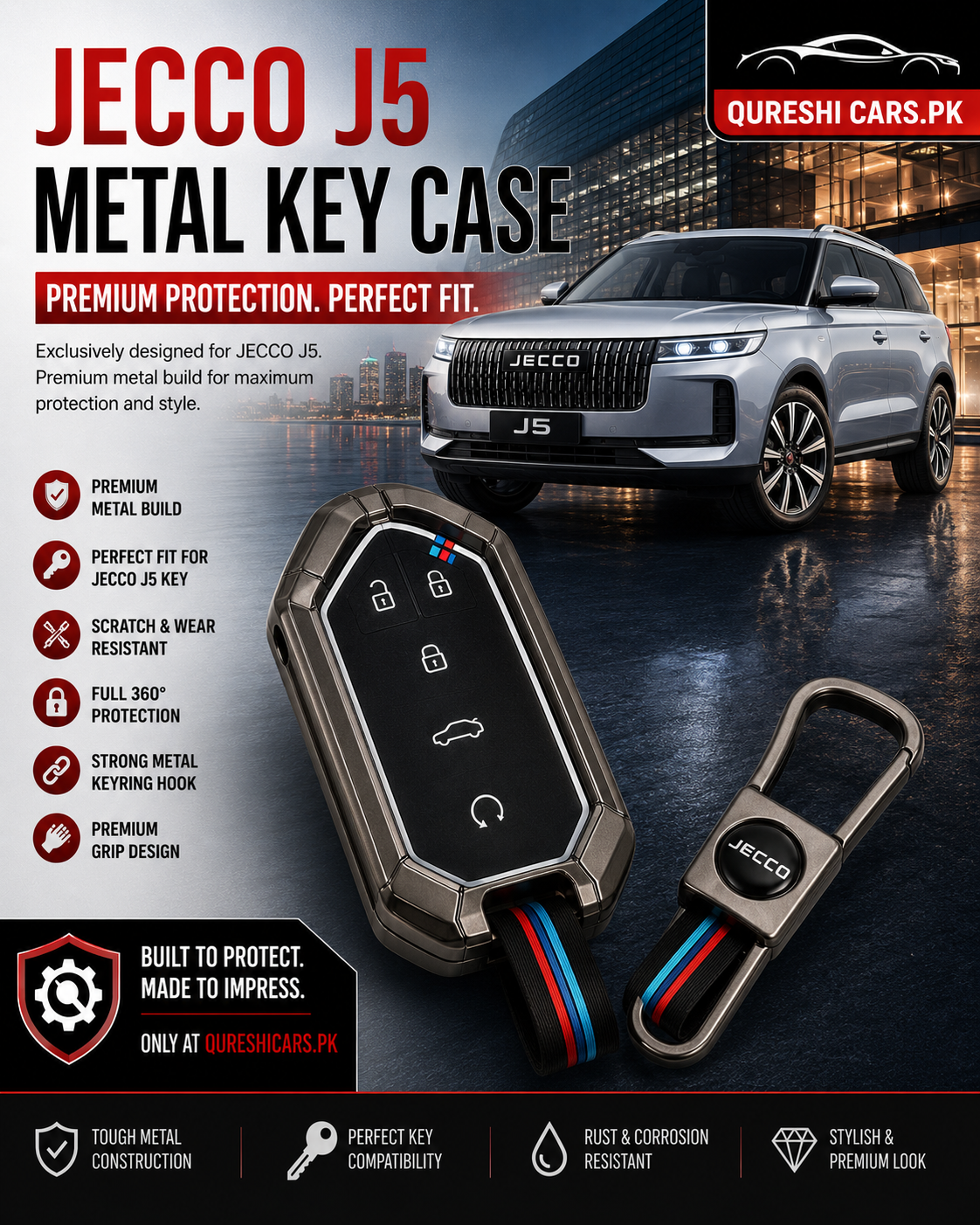 Jecco J5 Car Metal Key Case - Premium Quality