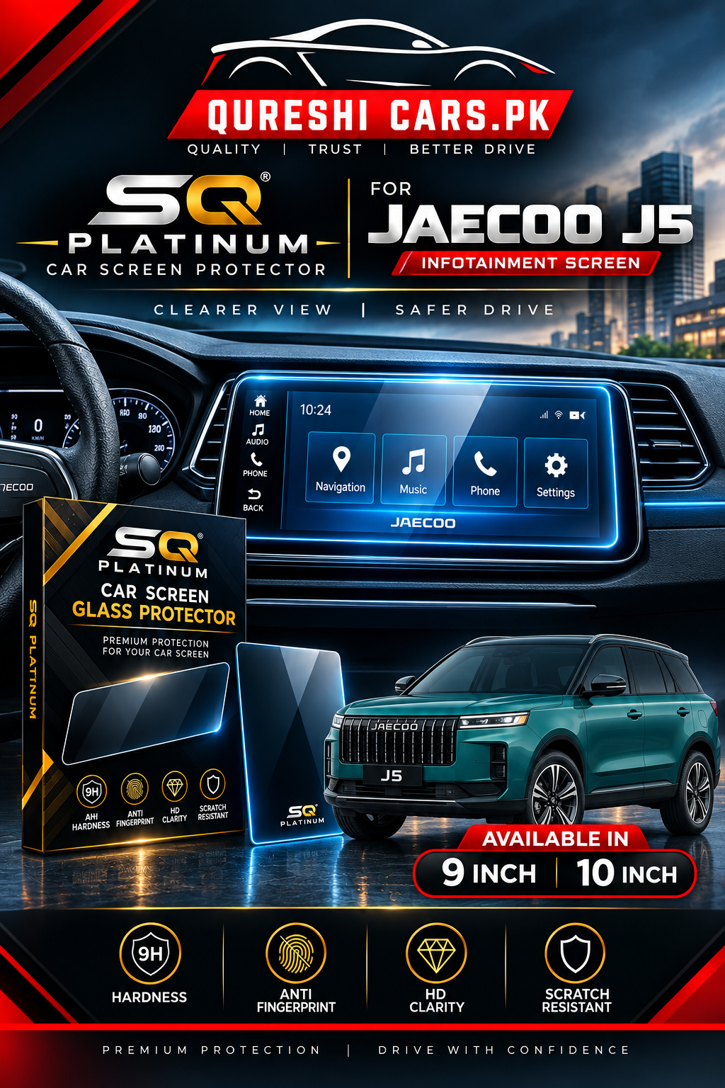 Jaecoo J5 Infotainment Screen Tempered Glass Protector – Premium Screen Guard
