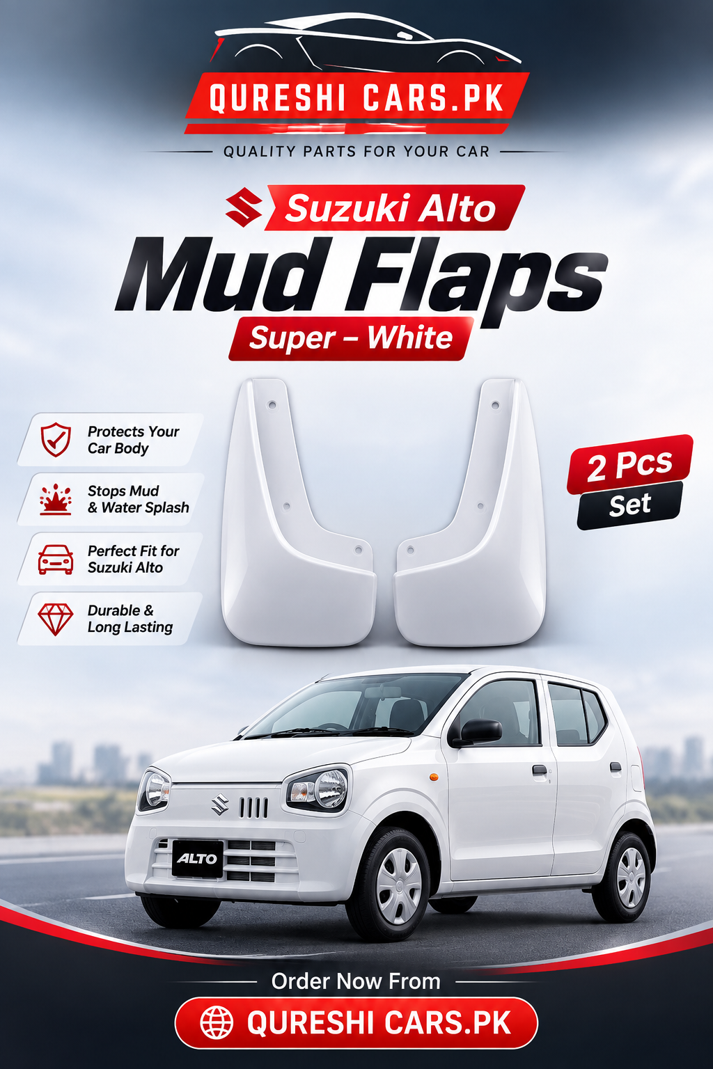 Mud Flaps Suzuki Alto_Premium Quality_ White