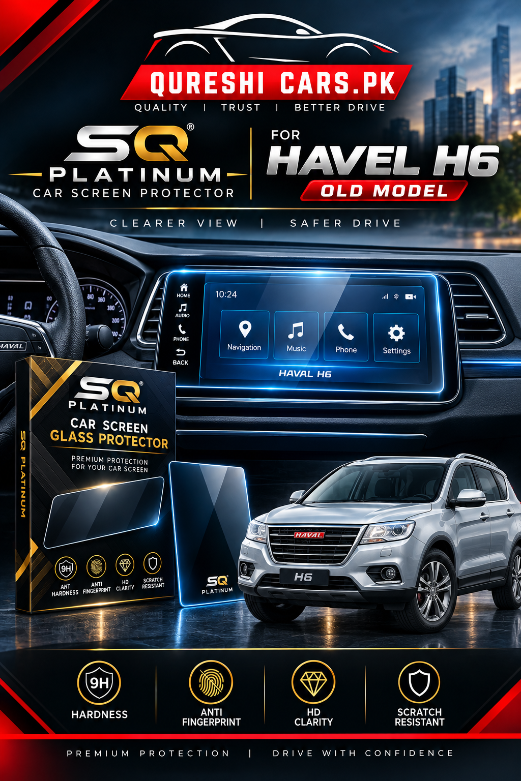 Haval H6 Old Model Infotainment Screen Tempered Glass Protector – Premium Screen Guard