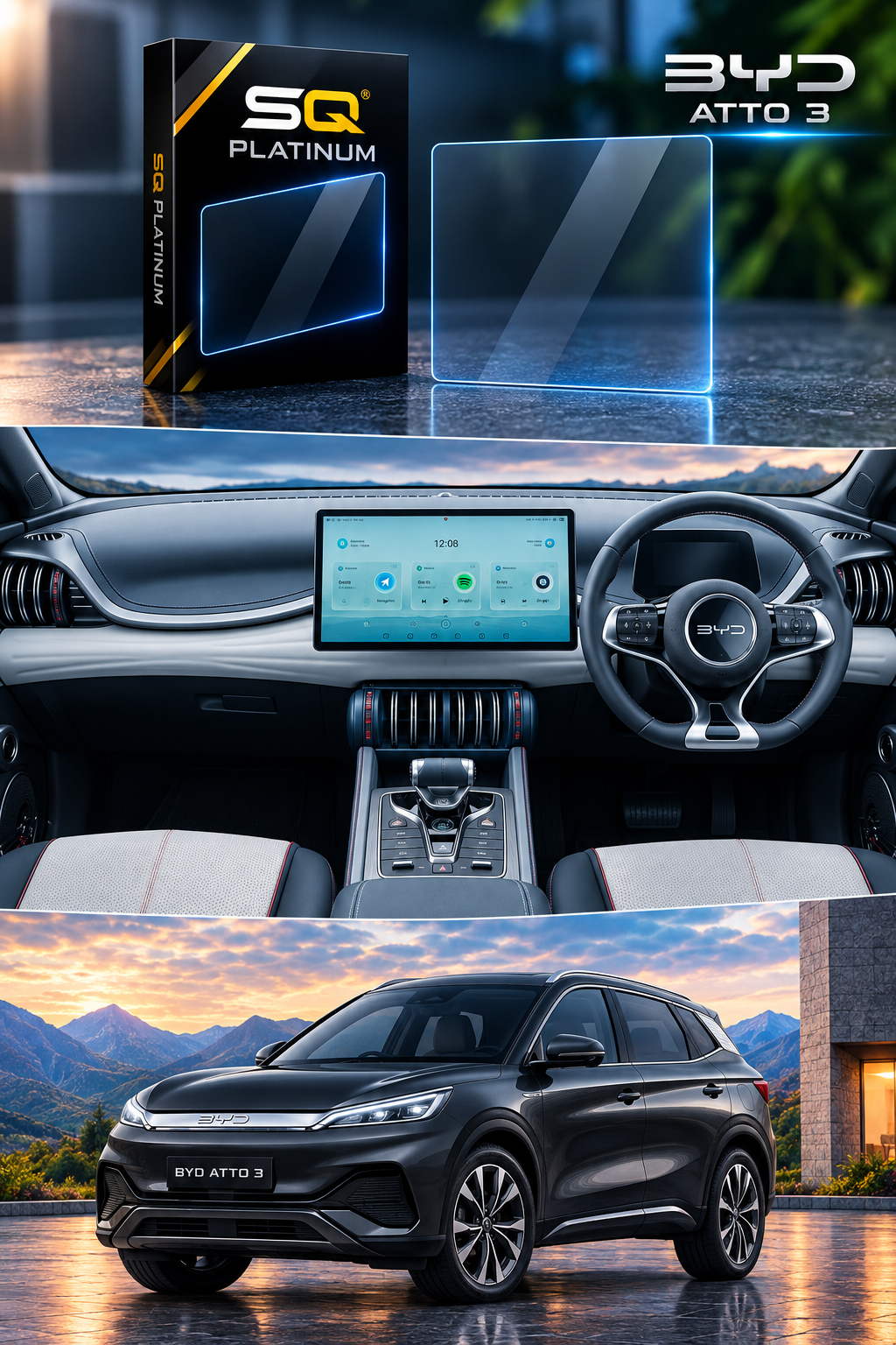 BYD Atto 3 Infotainment Screen Tempered Glass Protector – Premium Screen Guard