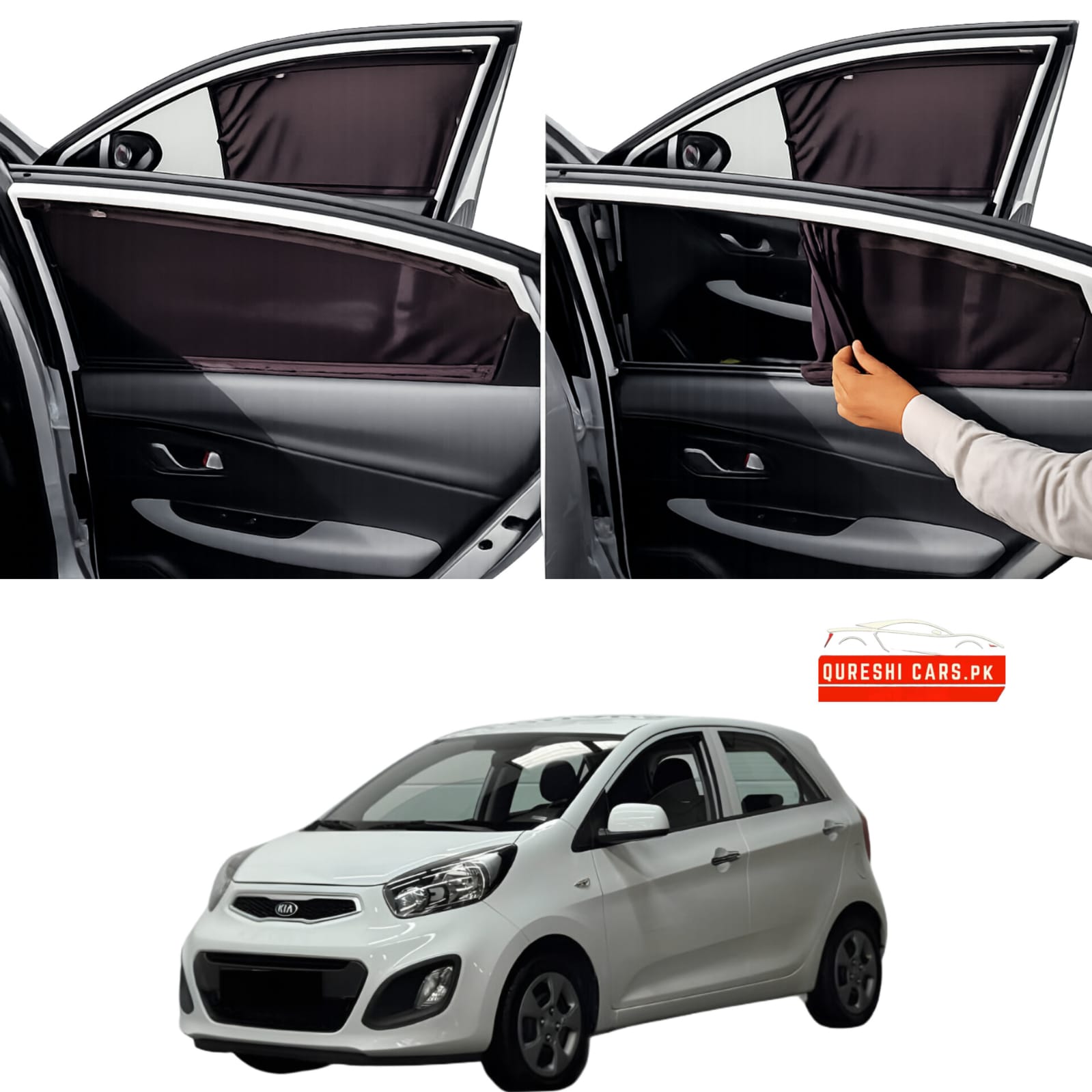 Retractable Sun Shades for Kia Picanto (2017-2026) | UV Protection & Cabin Cooling