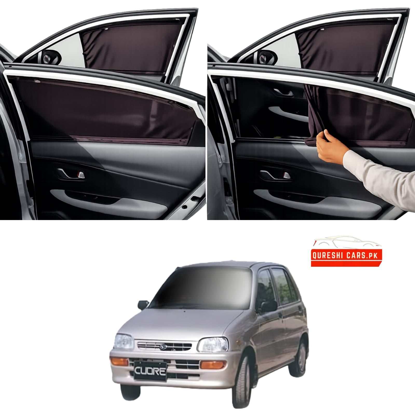 Retractable Sun Shades for Daihatsu Cuore (2000-2012) | UV Protection & Cabin Cooling