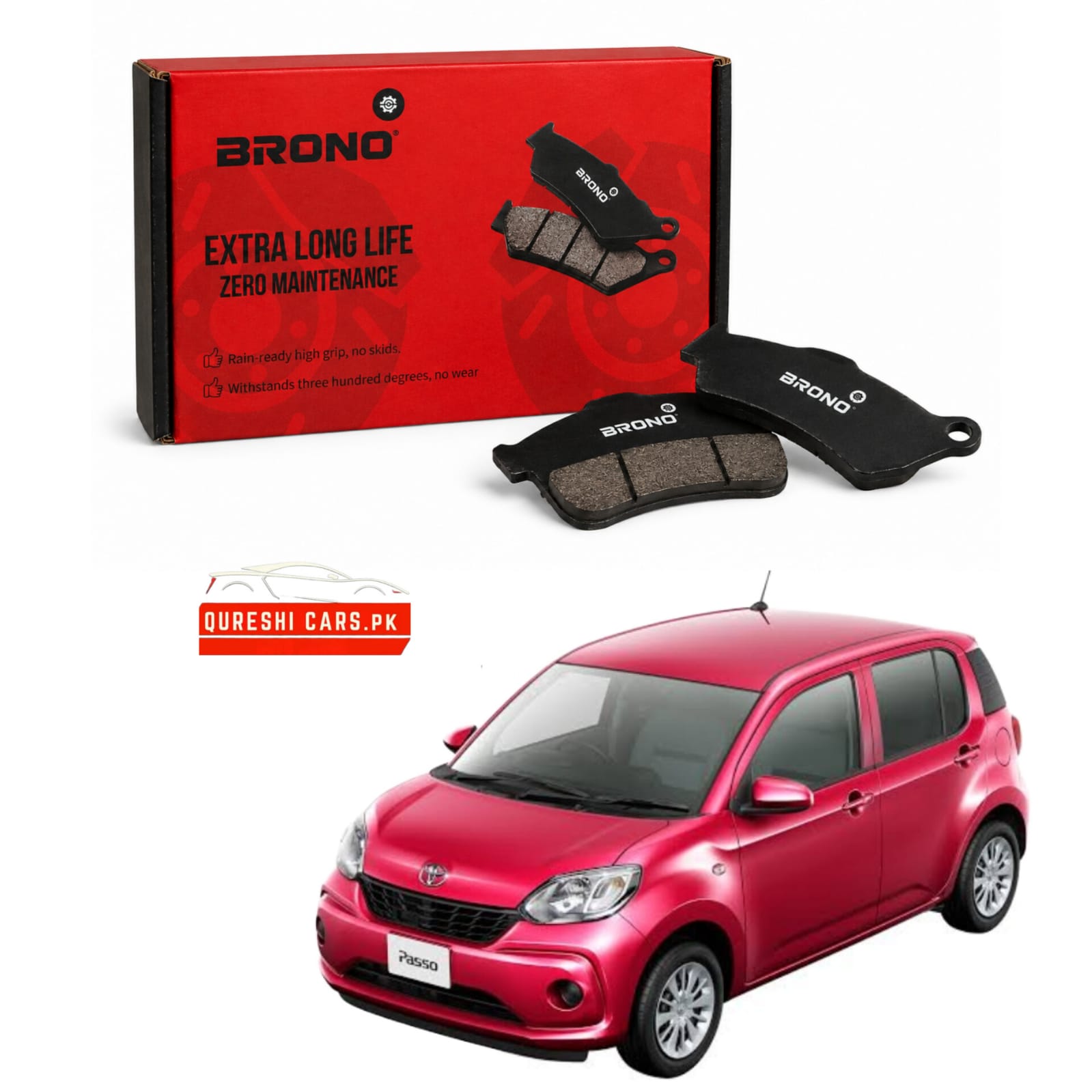 Brono Front Disc Brake Pads for Toyota Passo (2010 - 2016) | High Performance & Durable