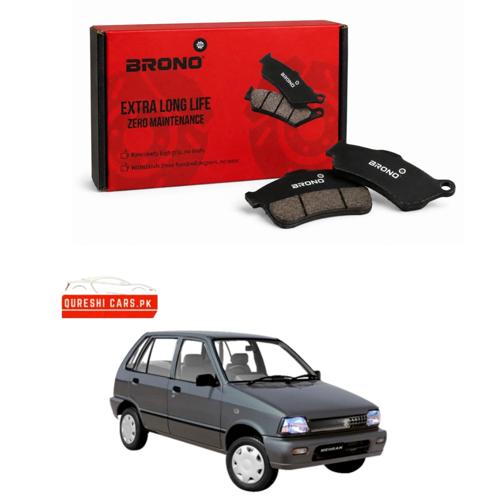 Premium Front Disc Brake Pads (Brono) for Suzuki Mehran (2010 - 2019) | Reliable Stopping Power