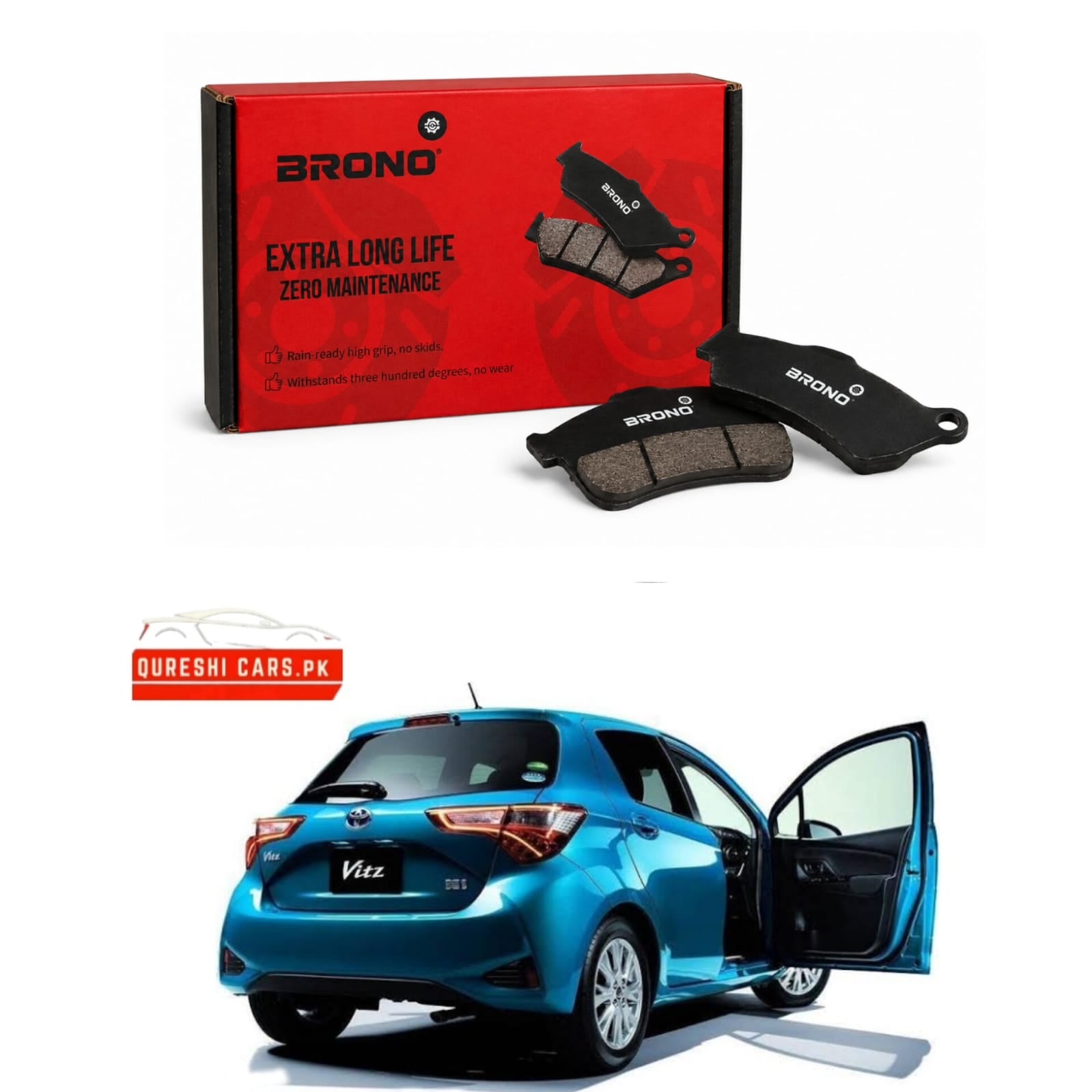 Premium Rear Disc Brake Pads (Brono) for Toyota Vitz (2011 - 2019) | Reliable Braking Performance
