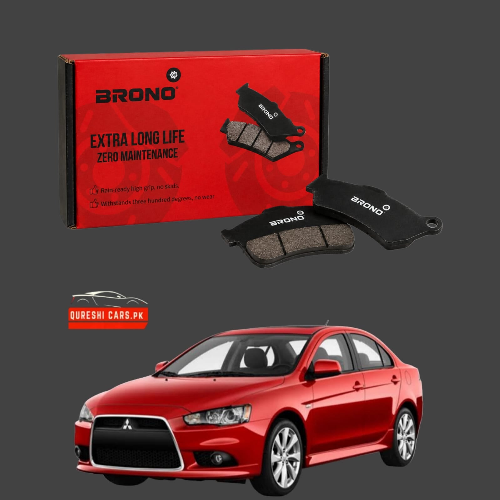 Premium Front Disc Brake Pads (Brono) for Mitsubishi Lancer | High-Performance Stopping Power