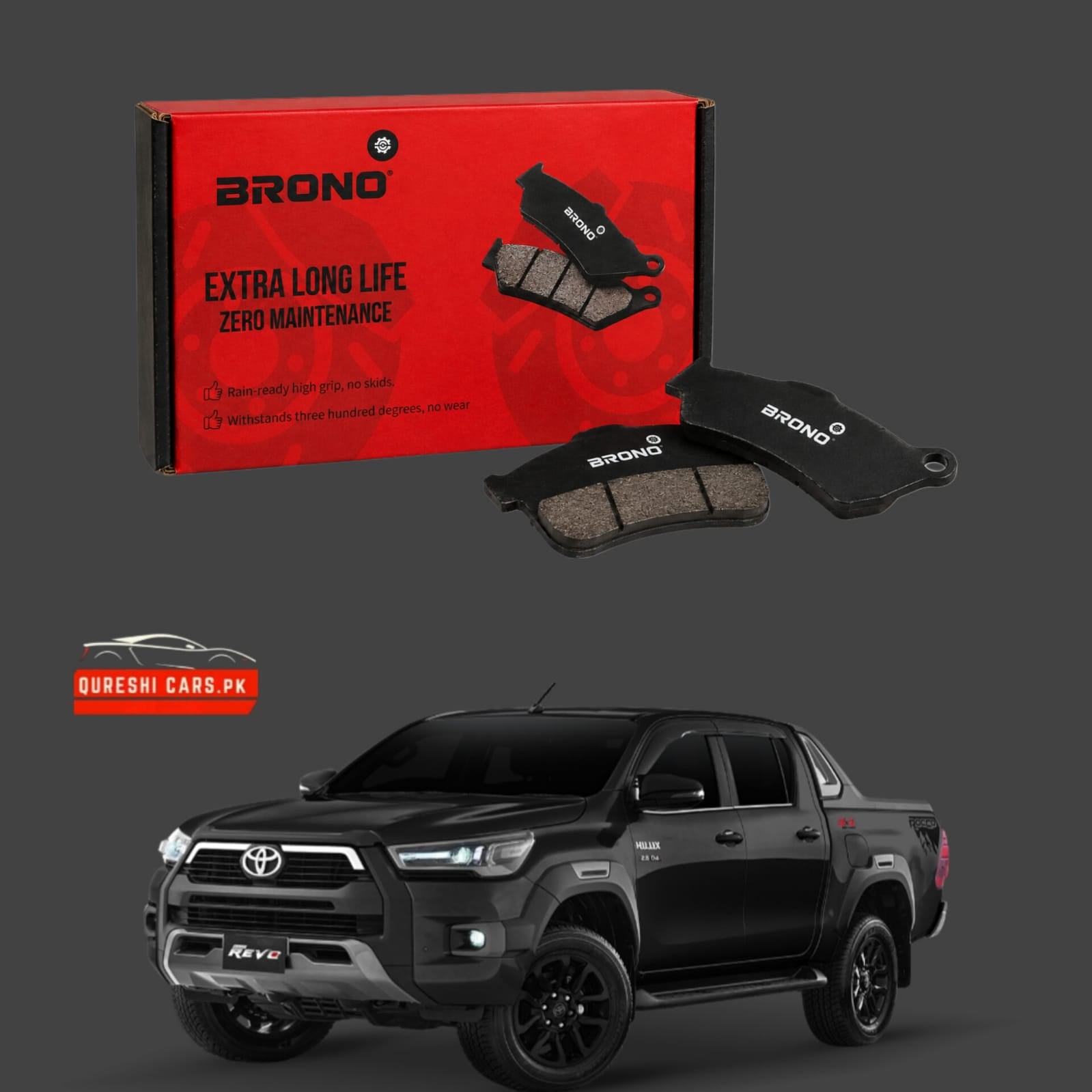 Premium Front Disc Brake Pads (Brono) for Toyota Hilux Revo | Heavy-Duty Stopping Power