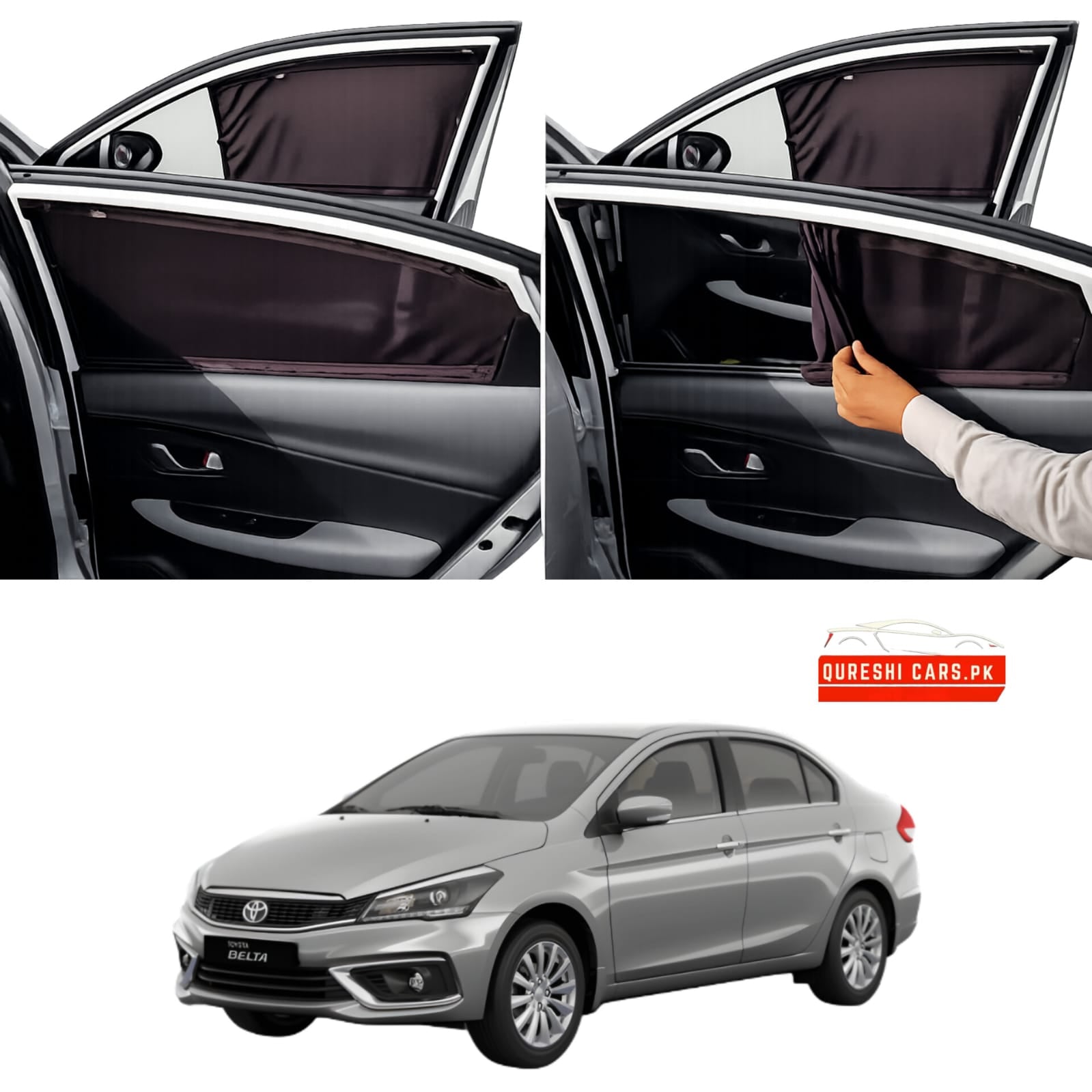 Retractable Sun Shades for Toyota Belta (2005-2012) | UV Protection & Cabin Cooling