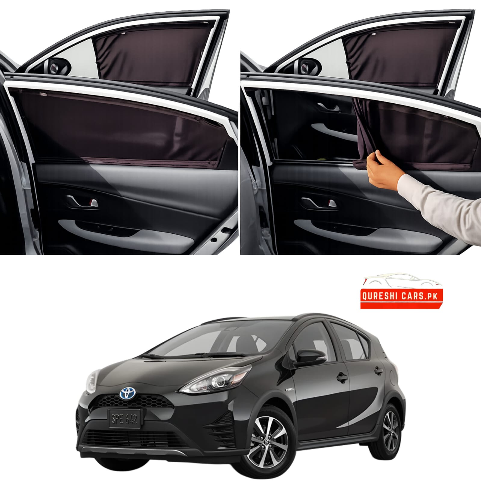 Retractable Sun Shades for Toyota Aqua (2011-2026) | UV Protection & Cabin Cooling