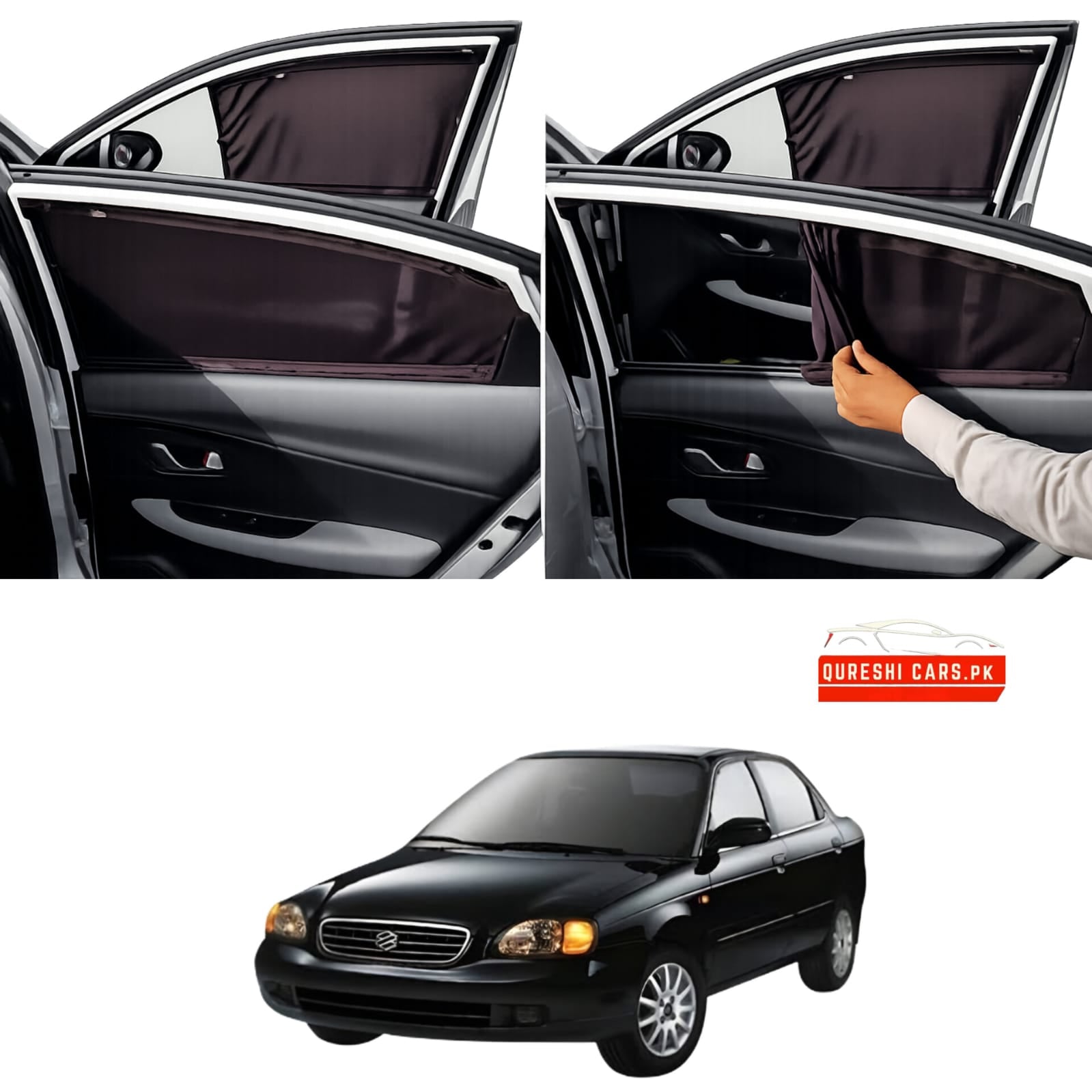 Retractable Sun Shades for Suzuki Baleno (1998-2006) | UV Protection & Cabin Cooling
