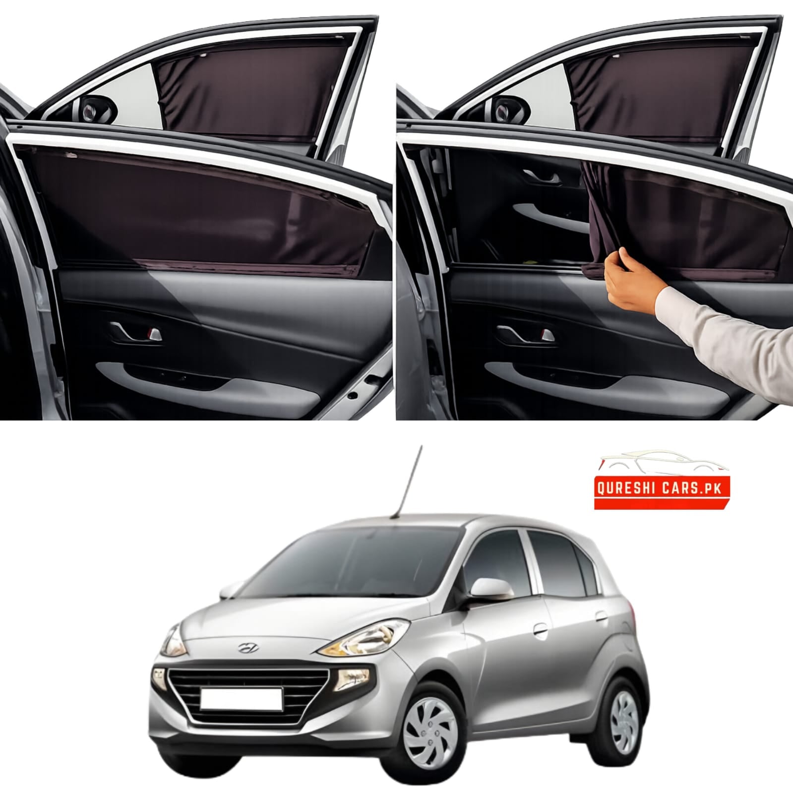 Retractable Sun Shades for Hyundai Santro (2003-2014) | Heat Protection & Privacy