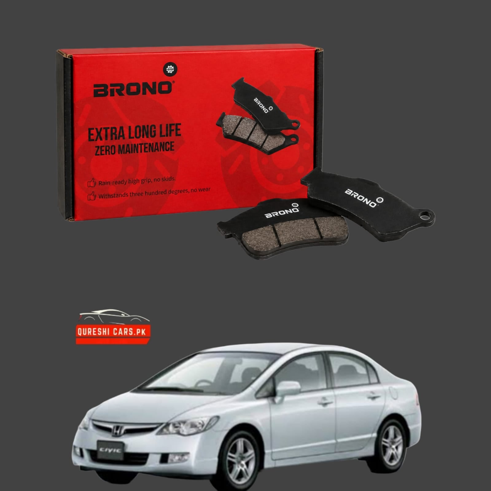 Premium Front Disc Brake Pads (Brono) for Honda Civic Reborn | Responsive Stopping & Performance