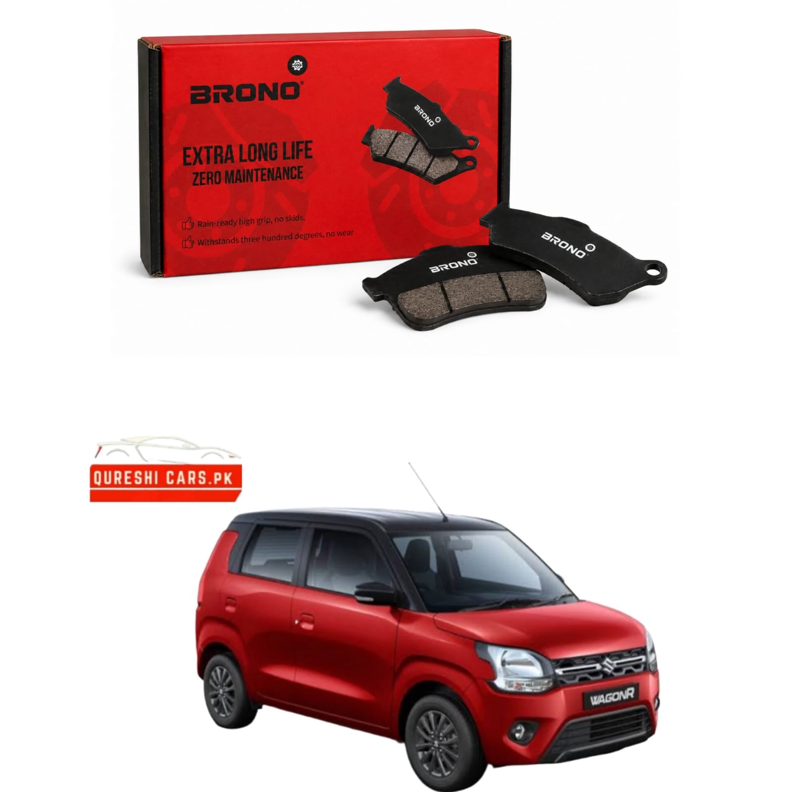 Brono Front Disc Brake Pads for Suzuki Wagon R | Extra Long Life & High Grip