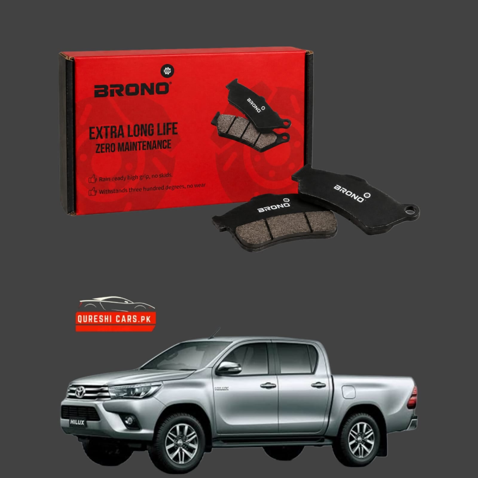 Premium Front Disc Brake Pads (Brono) for Toyota Hilux | Heavy-Duty Stopping Power