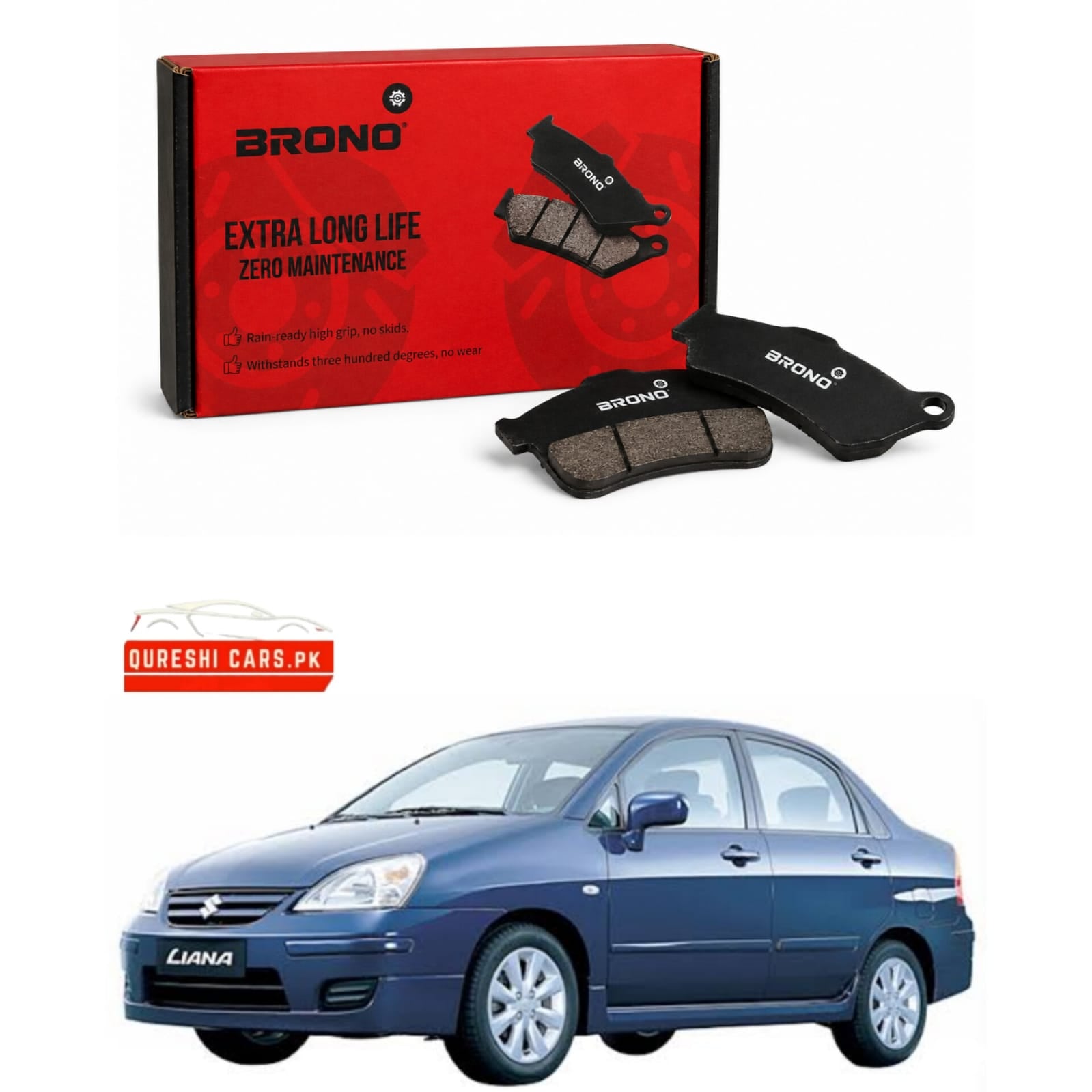 Premium Front Disc Brake Pads (Brono) for Suzuki Liana (2006 - 2014) | Reliable Stopping Power