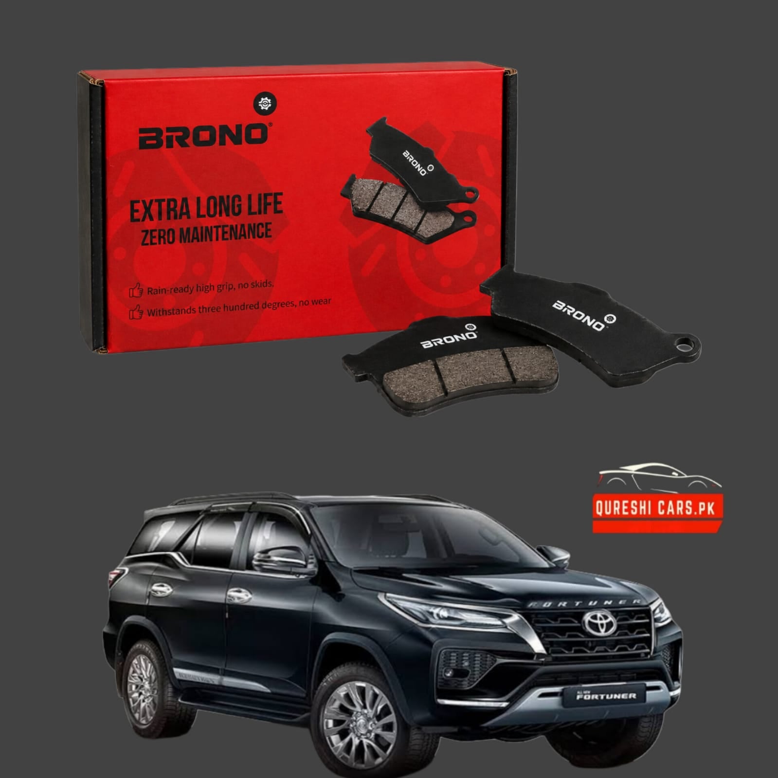 Premium Front Disc Brake Pads (Brono) for Toyota Fortuner | Heavy-Duty Stopping Power