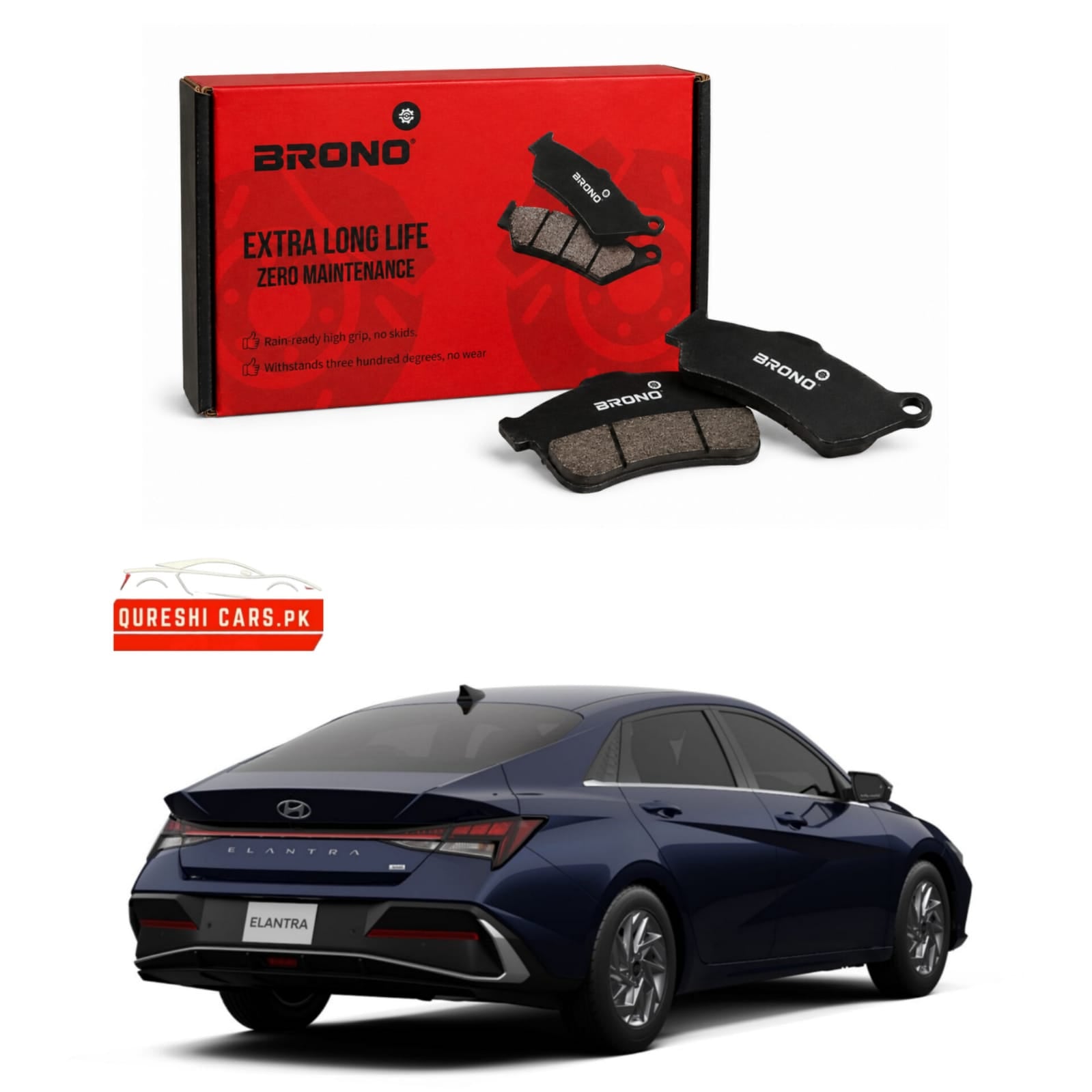 Premium Rear Disc Brake Pads (Brono) for Hyundai Elantra | Reliable & Smooth Braking
