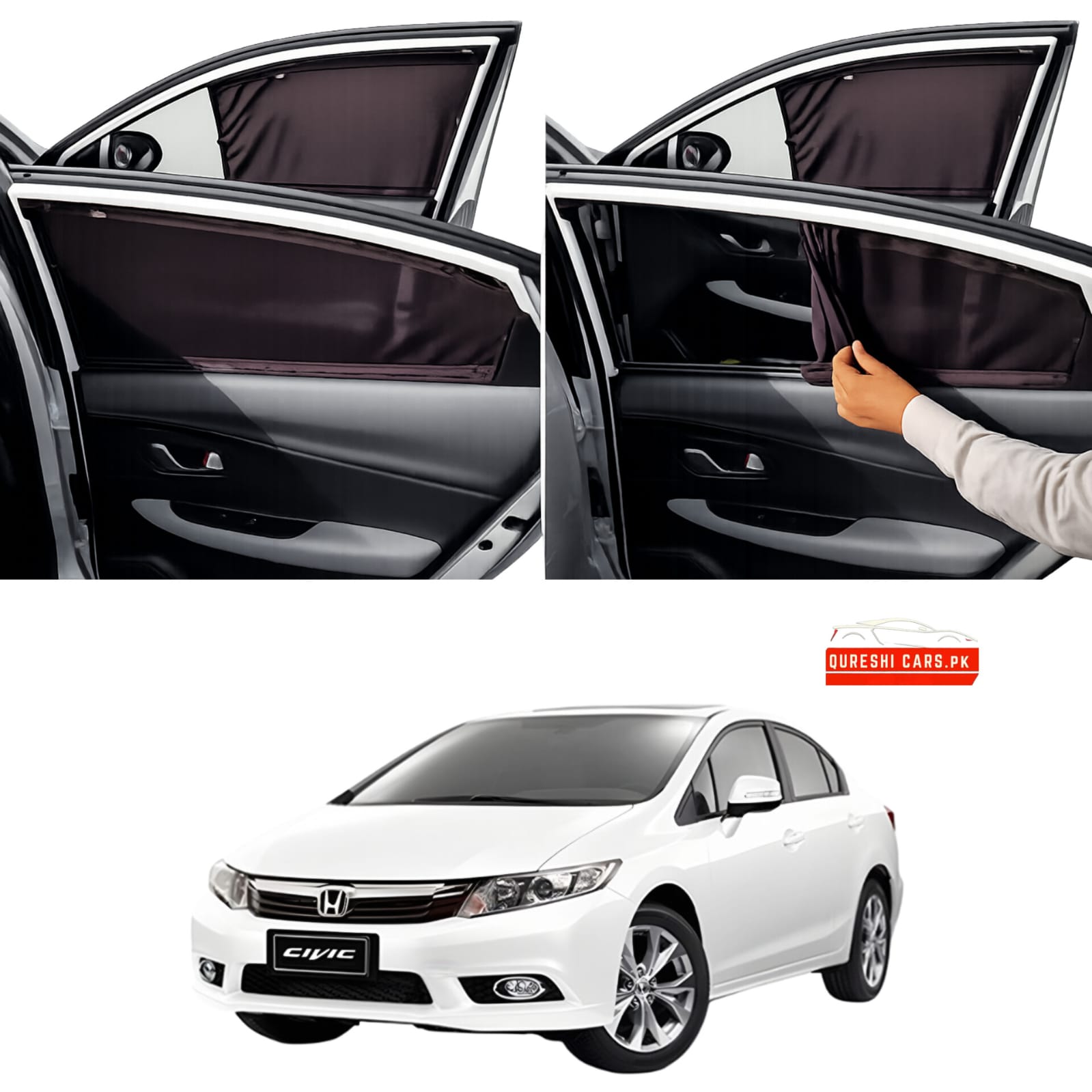 Retractable Sun Shades for Honda Civic Rebirth (2012-2016) | Heat Protection & Style